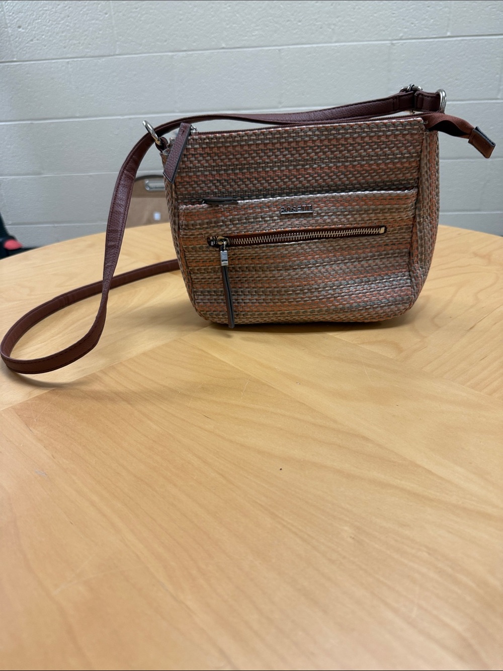 Rosetti Woven Crossbody in Peach, Beige and Teal